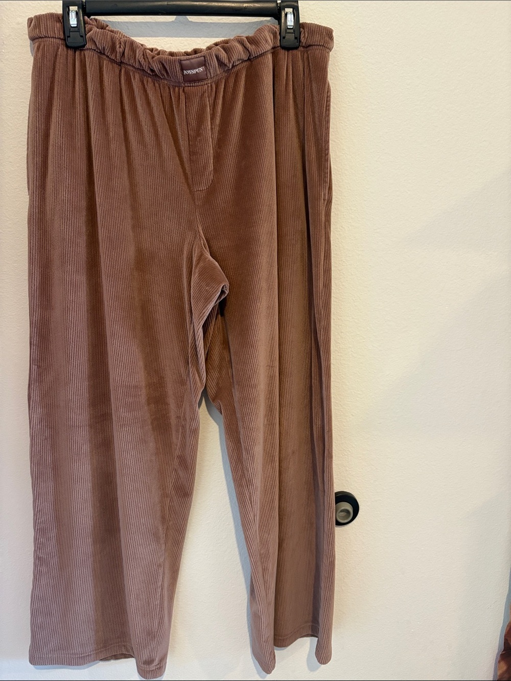Brown Wide leg velour Sweatpants with Spandex waistband